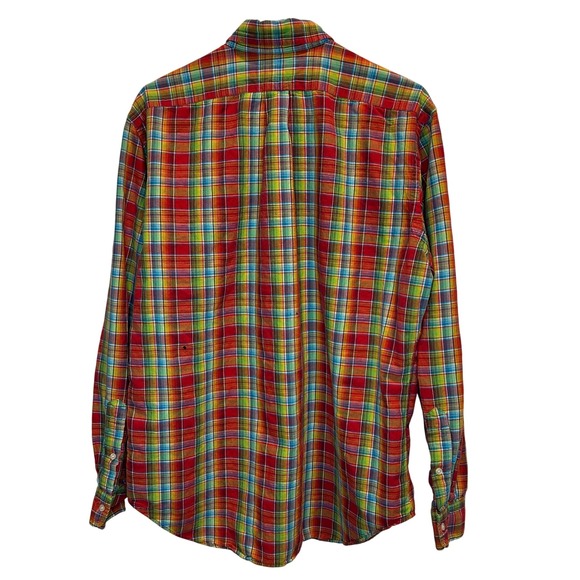 Ralph Lauren Classic Fit Red Plaid Line Blend Button Down Shirt Large Pony logo - Picture 3 of 8